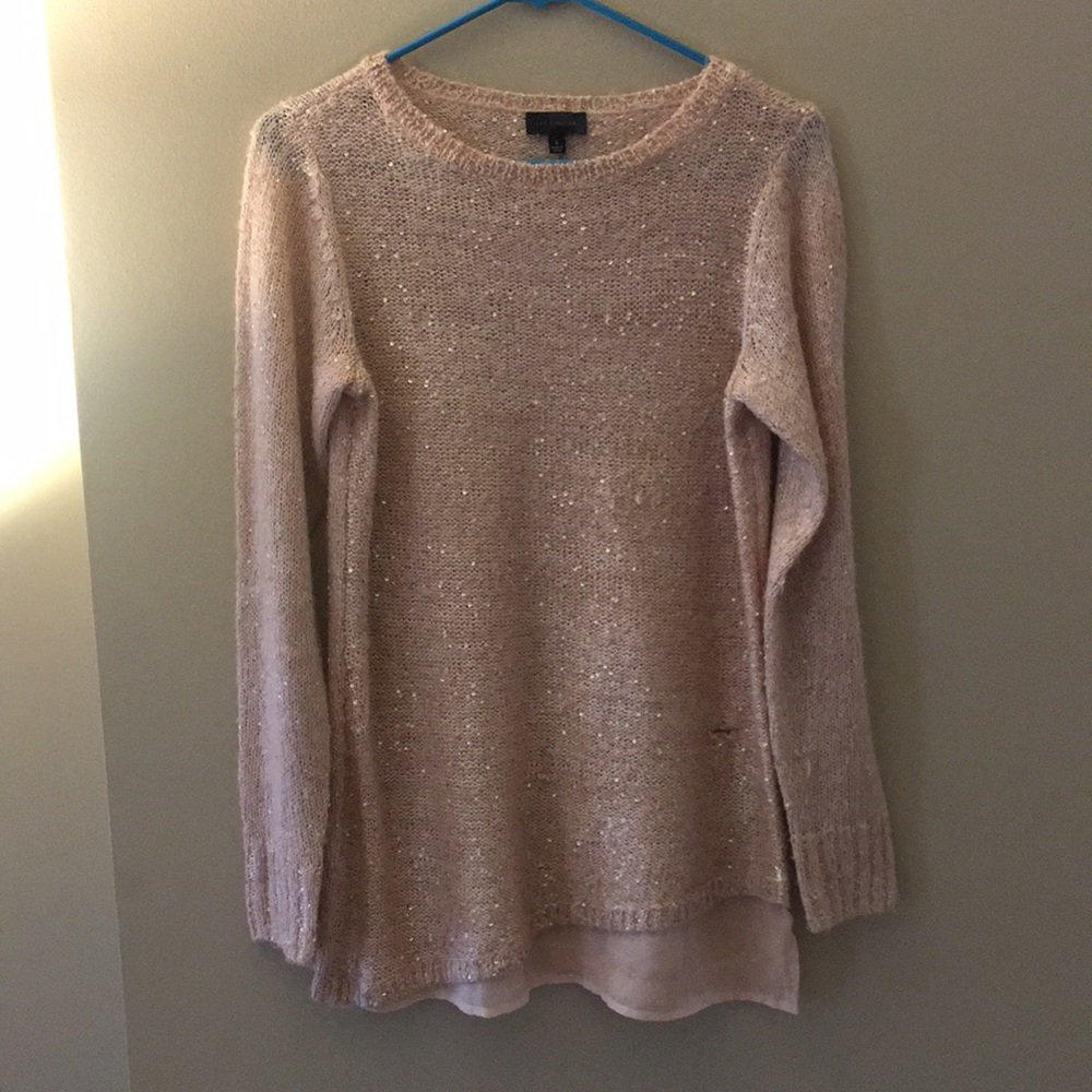 Pink Embellished Sweater with Mesh Bottom